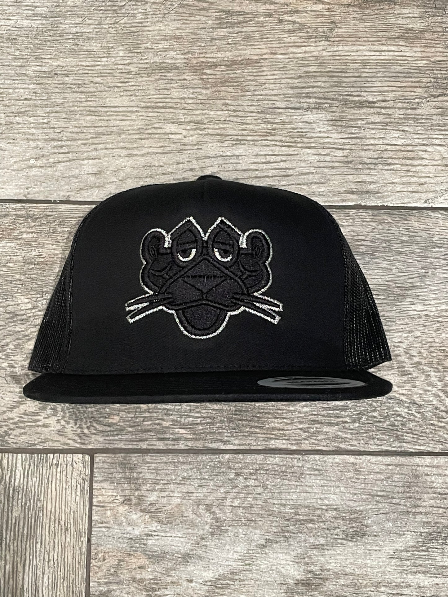 Panther Metallic Thread Puff Embroidery.